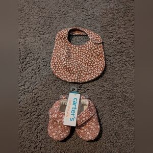 Carter's Floral Bib and Booties Set